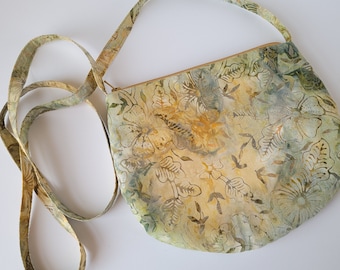 Batik Cotton Crossbody Bag, Padded Phone Purse