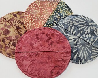 Batik Cotton Slipper Coasters, Stemware Coasters, Set of 4