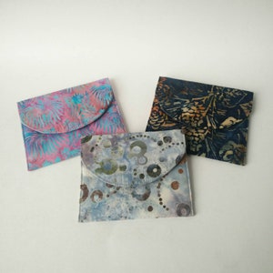 Credit Card Case, Earbud Case, Batik Cotton Coin Purse, Purse Organizer, Mini Wallet, Travel Case