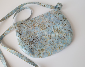 Batik Cotton Crossbody Bag, Padded Phone Purse
