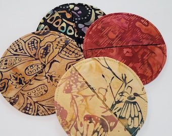 Batik Cotton Slipper Coasters, Set of 4