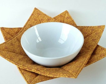Microwavable Bowl Cozy, Contoured Cotton Hot Pad, Bedside Organizer