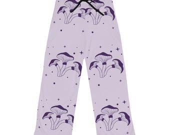 Purple Mushroom Pattern Pajama Pants | Lavender All-Over Print