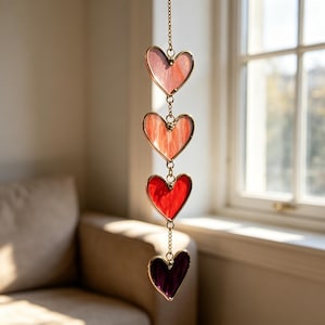 Presente Namorados em vidro pintado formato coração decor janela em vidro personalizada, presente romântico, pingente artístico em formato