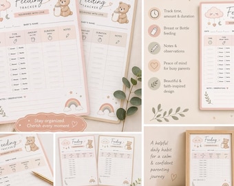 Faith Based Baby Feeding Tracker| Newborn Printable Log| Pastel/Neutral PDF