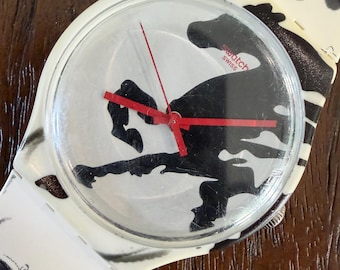 Swatch Jahr des Pferdes SUOZ169 New Gem 41 mm | Chinesisches Neujahr limitierte Auflage |  Leichte Gebrauchsspuren, einige Gehäuseverfärbungen