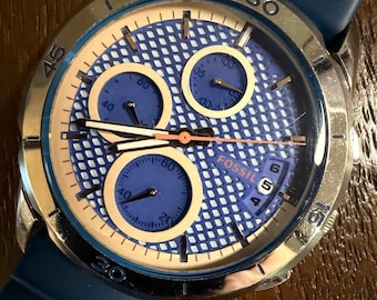 Fossil Modern Pursuit Chronograph ES3982 Women's Blue Silicone 39mm Watch