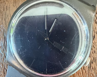 Swatch New Gent Black Rebel SUOB702, 41mm All-Black Case, Day/Date, Swiss Quartz, Very Good Pre-Owned Condition