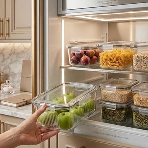 4 recipientes herméticos para almacenar alimentos, cajas a prueba de fugas para preparar comidas, organizadores de cocina apilables para frutas, verduras y carne.