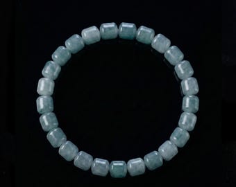 Minimalist Blue Jadeite Bracelet | Unique Barrel Beads, 10mm | Natural Guatemalan Jadeite