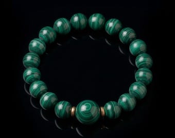 Natural Malachite Anchor Bracelet | Banded Green Stone, Sterling Silver | Calm Anchor Series
