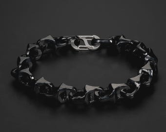 Natural Jadeite Vertebrae Bracelet | Mayan Blue, Monolith Carved 10mm