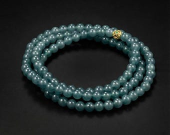 Guatemalan Blue Jade Necklace Bracelet | Natural Jadeite, Multi-wear Design | Infinite Veridian Series