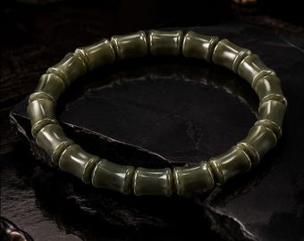Verdant Vertebrae Bracelet In Nephrite