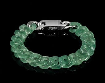 Classical Cuban Chain In African Green Jade