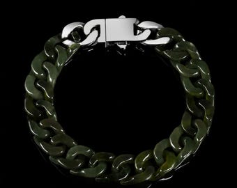 Classical Cuban Chain In Light Green Nephrite