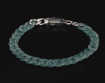 Mayan Blue Jade Cuban Chain | Natural Jadeite, Hand-carved | Elegant Female Style