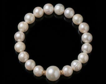 Natural Pearl Anchor Bracelet | Genuine Freshwater Pearls, Silver | Calm Anchor Series
