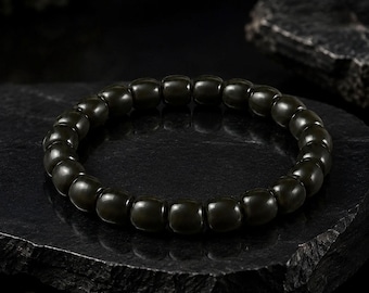 Solid Drum Bracelet In Barrel-cut Nephrite