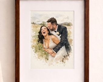 Personalized Watercolor Portrait From Photo, Valentines Day Gift, 1st Anniversary Gift, Couple Gift for Her Him