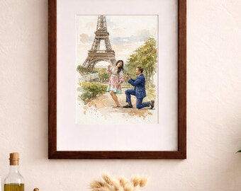 Personalized Wedding or Engagement Gift, Custom Hand Drawn Watercolor Portrait From Photo, Couple Gift for Her or Him