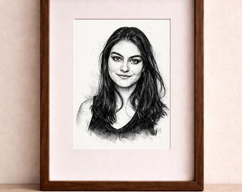 Hand Drawn Pencil Sketch Portrait From Photo, Custom Couple Drawing, Personalized Mother’s Day Gift, Romantic Sketch Art