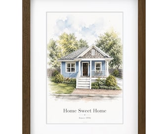 Custom Watercolor House Portrait, Personalized First Home Gift, Realtor Closing Artwork