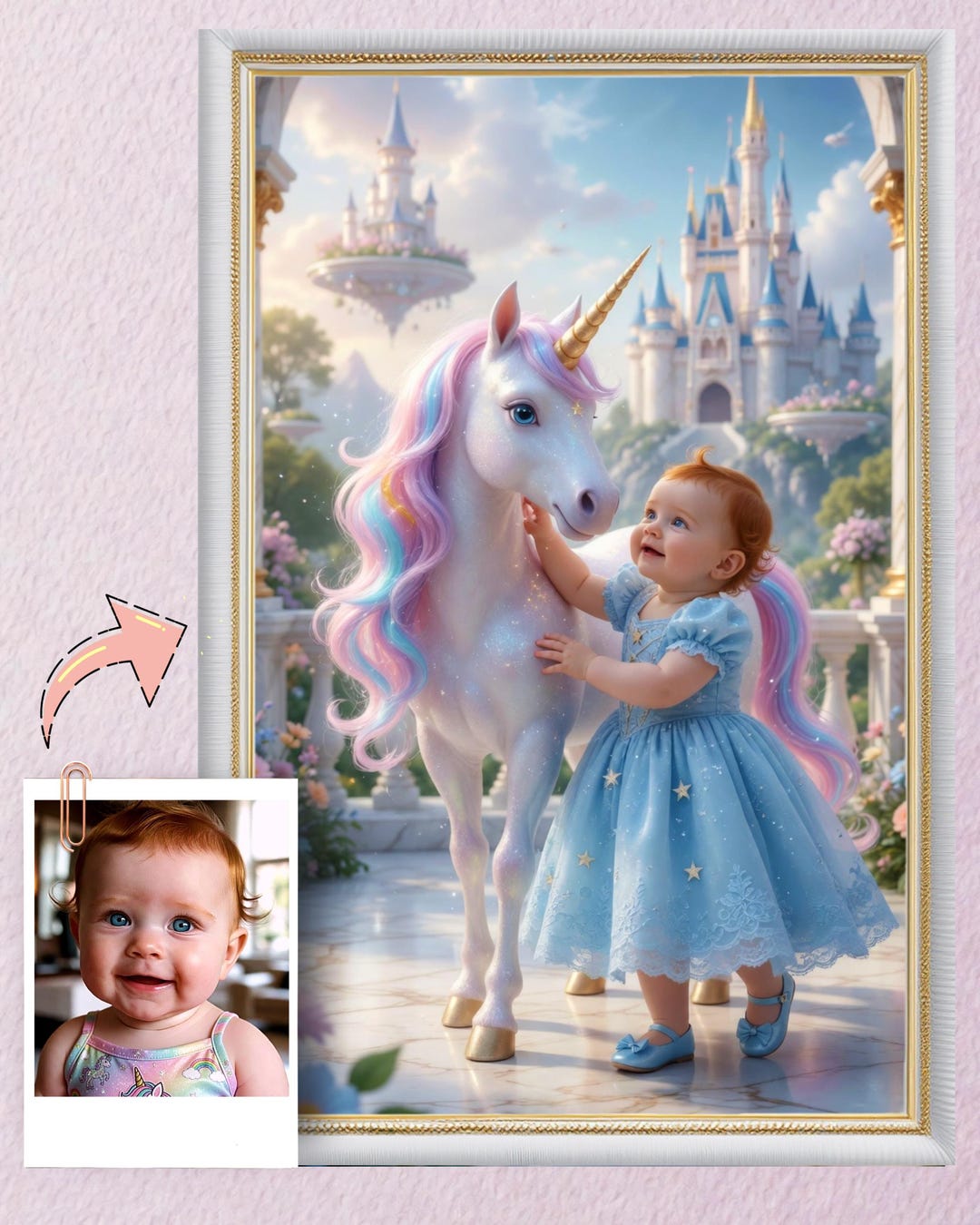 Personalized Princess Portrait | Custom Baby Photo | Personalized Gift ...