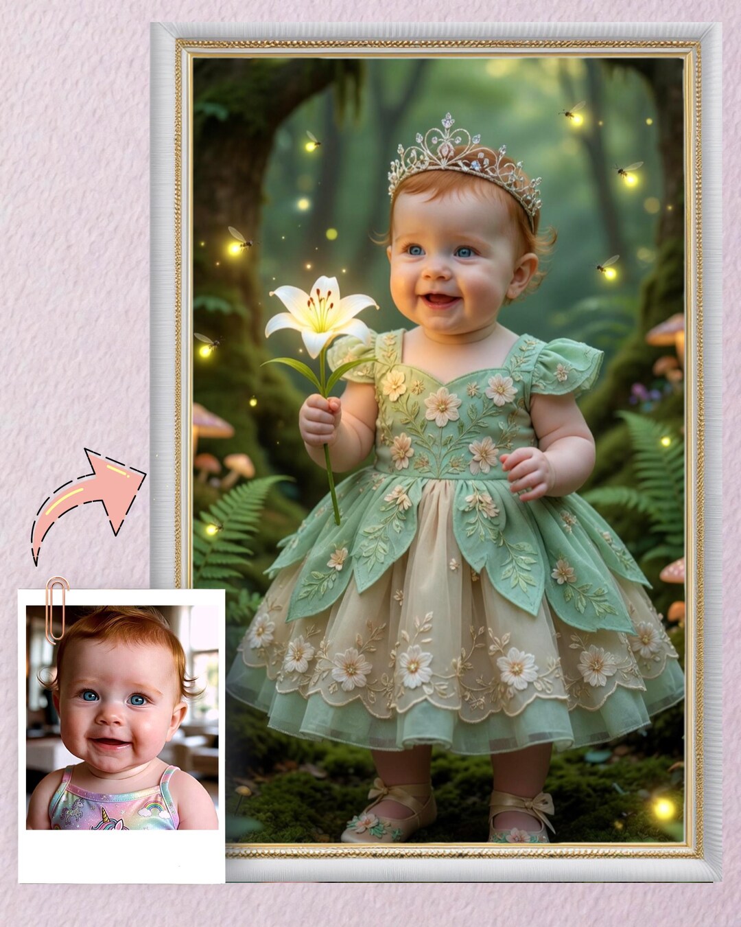 Personalized Princess Portrait | Custom Baby Photo | Personalized Gift ...