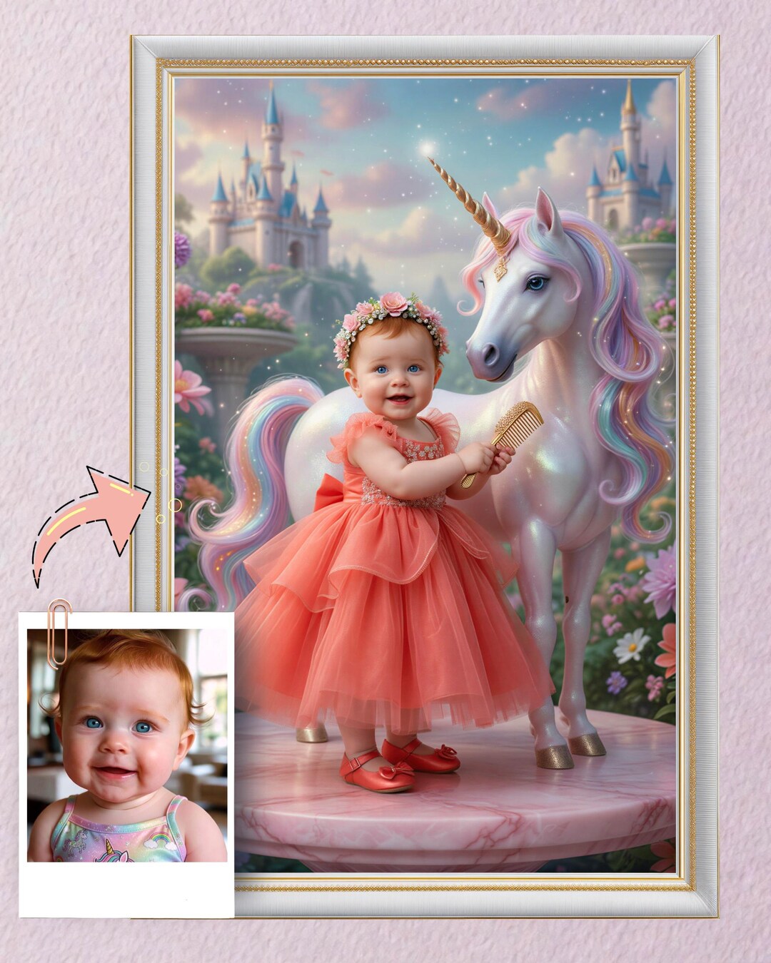 Personalized Princess Portrait | Custom Baby Photo | Personalized Gift ...