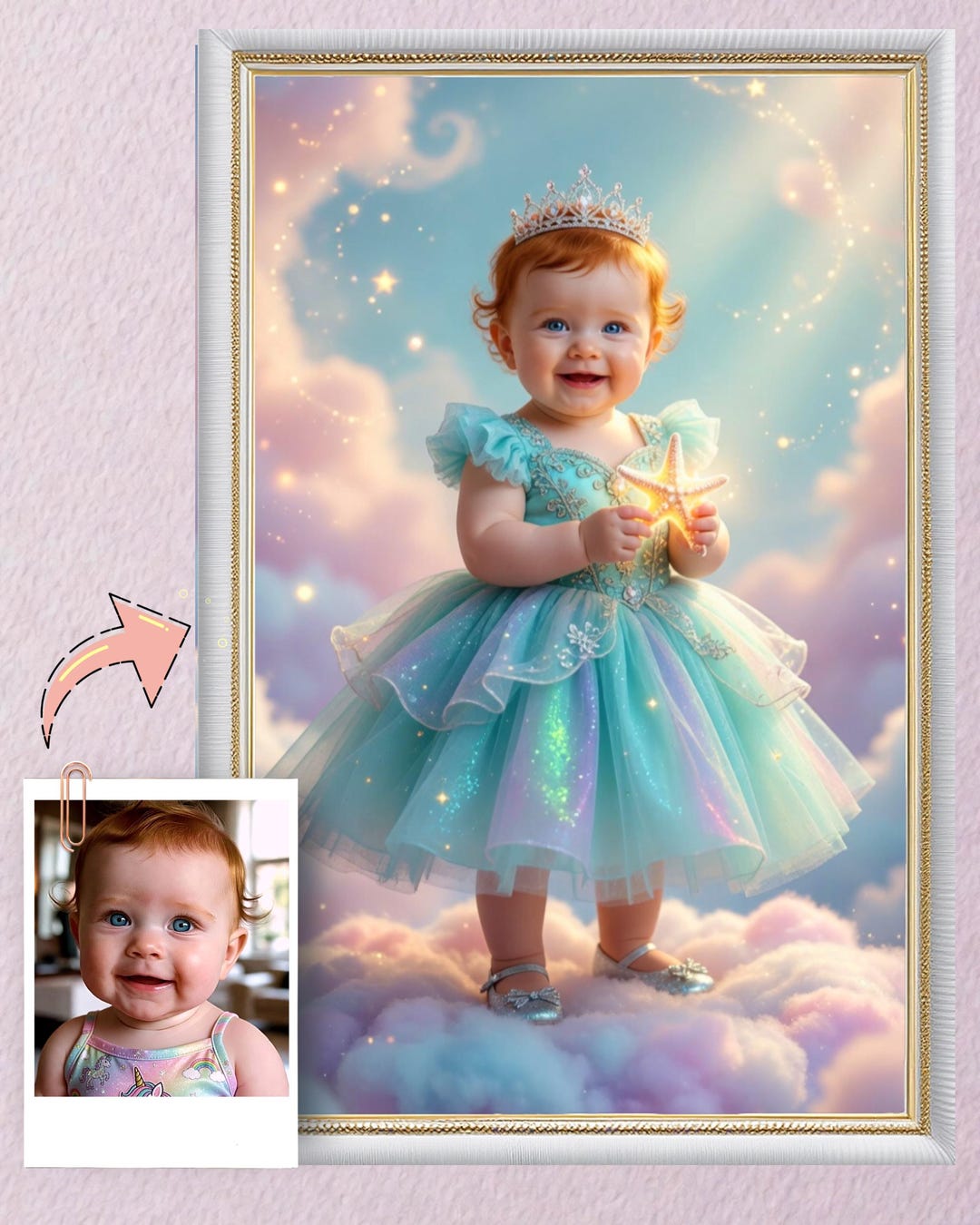 Personalized Princess Portrait | Custom Baby Photo | Personalized Gift ...