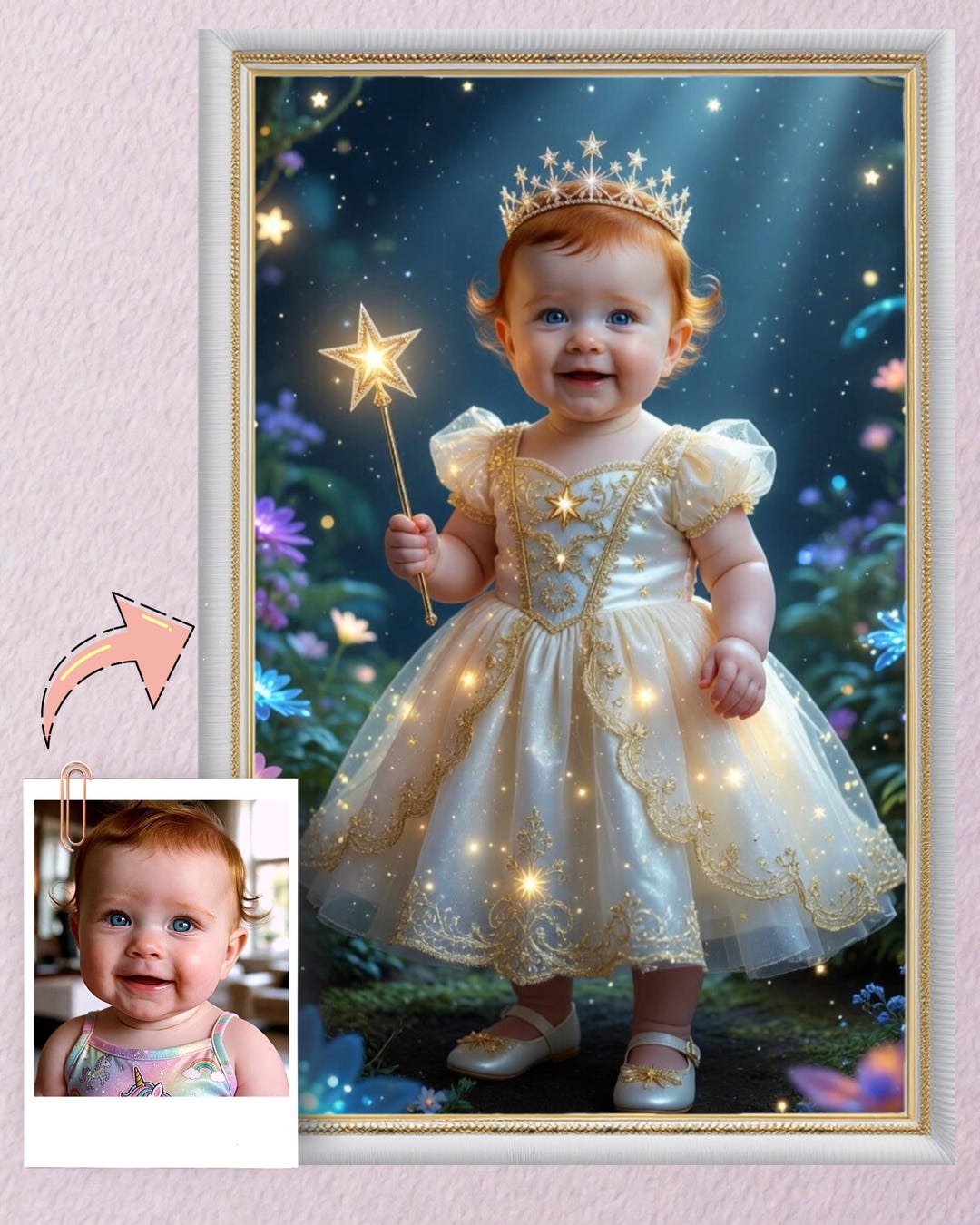 Personalized Princess Portrait | Custom Baby Photo | Personalized Gift ...