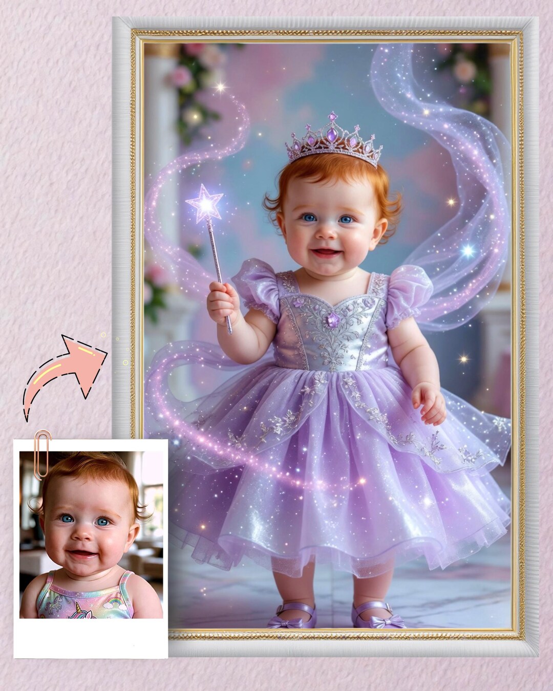 Personalized Princess Portrait | Custom Baby Photo | Personalized Gift ...