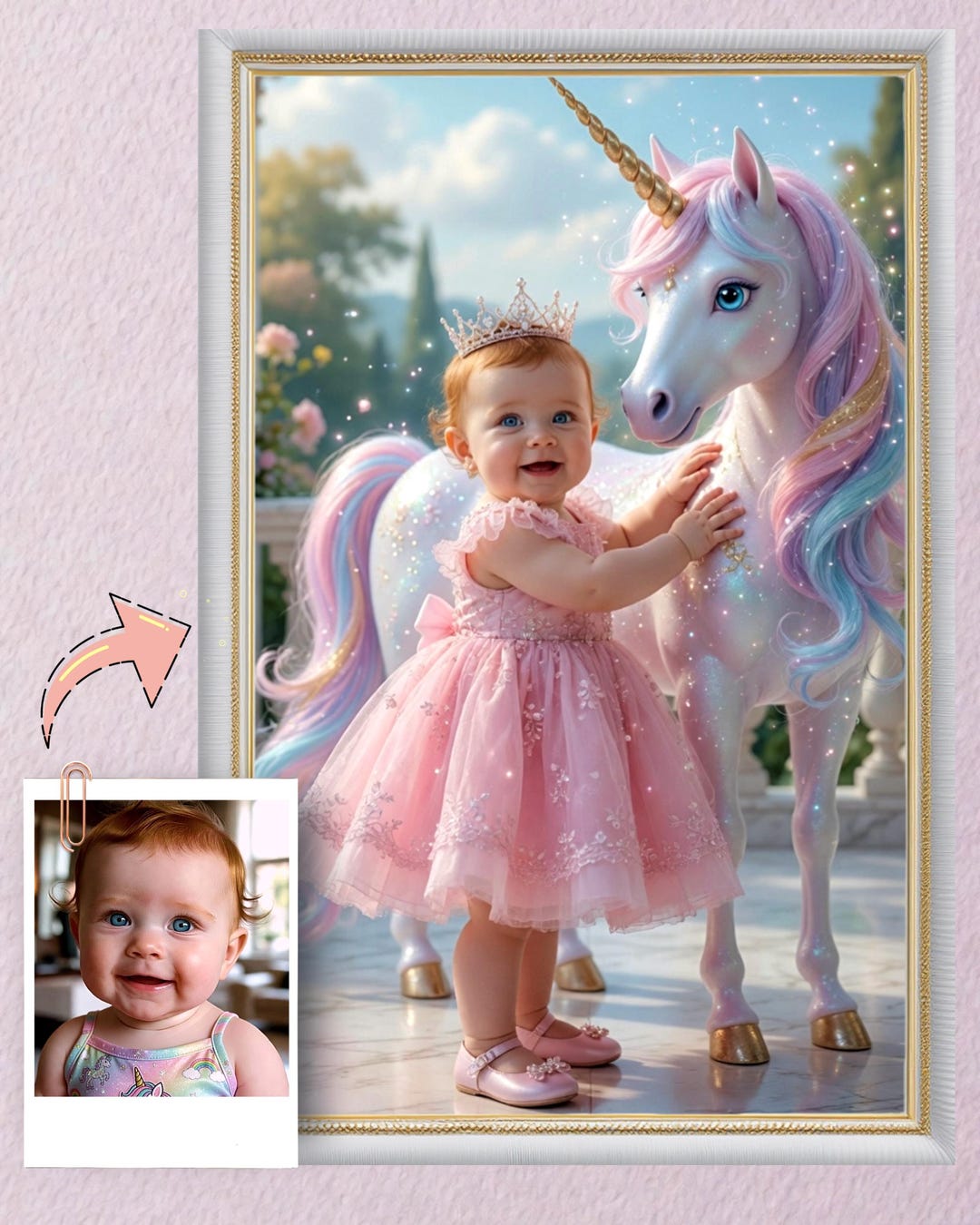 Personalized Princess Portrait | Custom Baby Photo | Personalized Gift ...