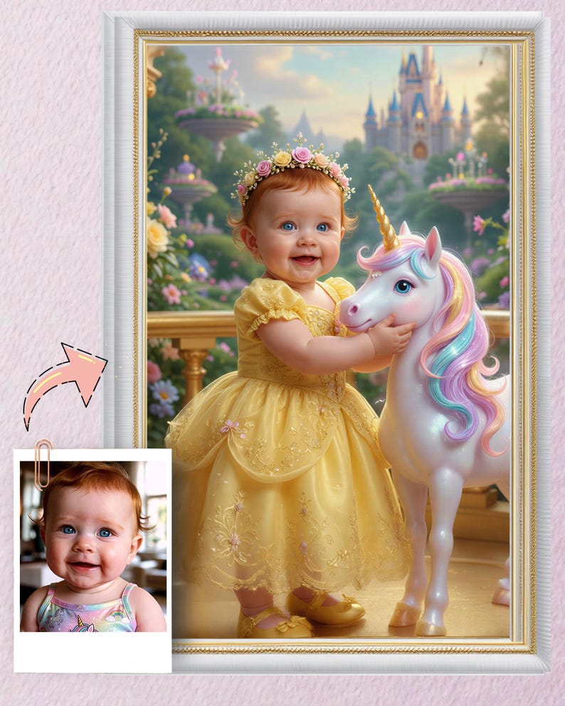 Personalized Princess Portrait | Custom Baby Photo | Personalized Gift ...