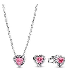 Pink elevated heart necklace pandora - Etsy 日本