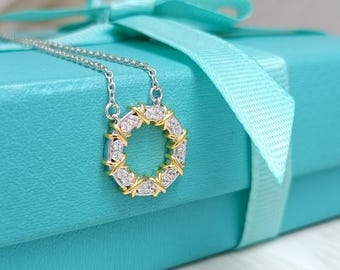 Tiffany Style 925 Sterling Silver Garland Diamond Necklace, Gift Box Included, Gift for Her