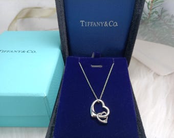 Tiffany Pure Silver Open Heart Necklace. Necklace length: 45cm. Gift for your girlfriend. Comes with a gift box.