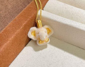Flocking Elephant Charm Necklace S925 Sterling Silver Dainty Collarbone Chain