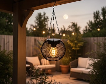 Solar Eisen Laterne Licht, Garten Solar Laterne im Freien, Hängen Terrasse Dekor, Dekorative Hinterhof Beleuchtung, Geometrische Laterne