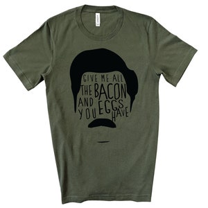 Parks and Rec Inspired Ron Swanson T-shirt - Eggs & Bacon - Unisex Adults - Funny Gift