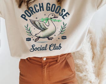 Porch Goose Social Club- Crewneck Sweatshirt - Silly Goose - Printed cozy sweatshirt