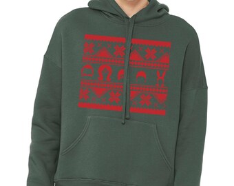 Bobs Burgers Ugly Drop Shoulder Hooded Sweatshirt - Ugly "Sweater" Design - Funny Christmas Gift