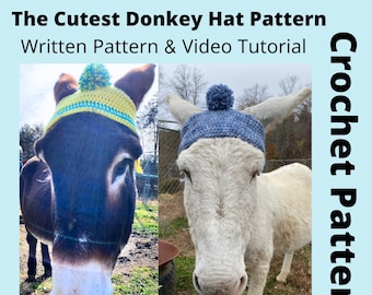 かわいいロバの帽子のかぎ針編みパターンとビデオチュートリアル！ステップバイステップのビデオ説明付きの初心者用かぎ針編み帽子