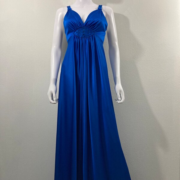 Original 1970's Electric Blue Maxi Disco Dress UK 10 - 12 main image 0