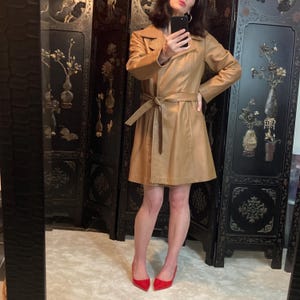 Vintage 1970’s Belted Brown Leather Jacket- Size Small