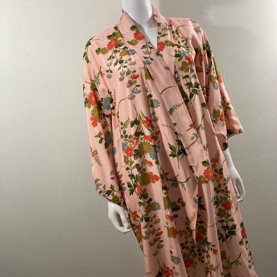 Vintage Kimono Robe- 100% Silk Pink Floral Japane… - image 3