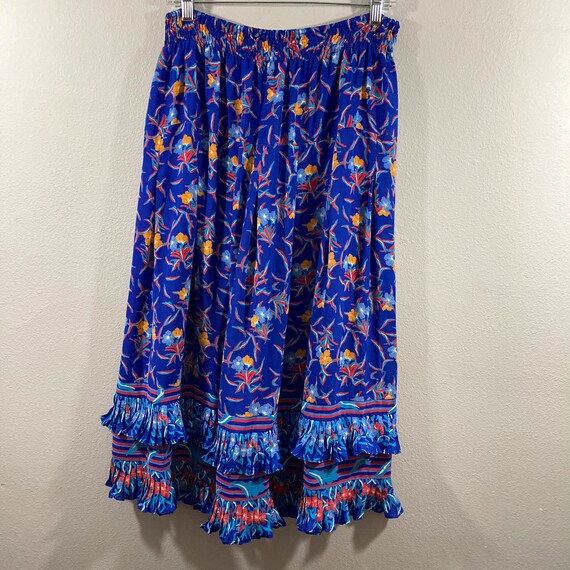 Vintage 80’s Diane Freis Floral Midi Skirt Size M… - image 3