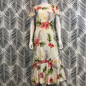 Vintage Tropical Print Maxi Dress, Two Palms Hawaii