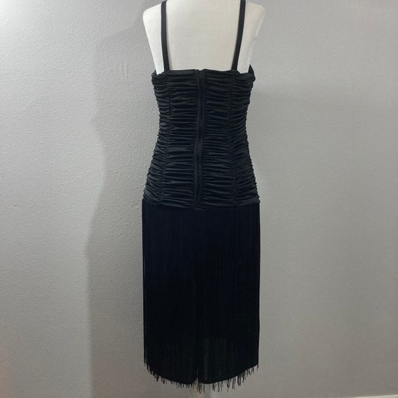 Vintage 1980’s Black Fringe Midi Dress, Little Bl… - image 6